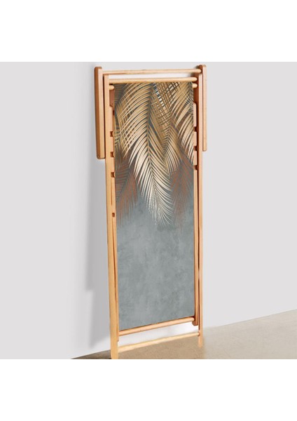 Yeşil Palmiye Yaprak Detaylı Şezlong Fırınlanmış Gürgen Ağacı Süet Kumaş modelleri