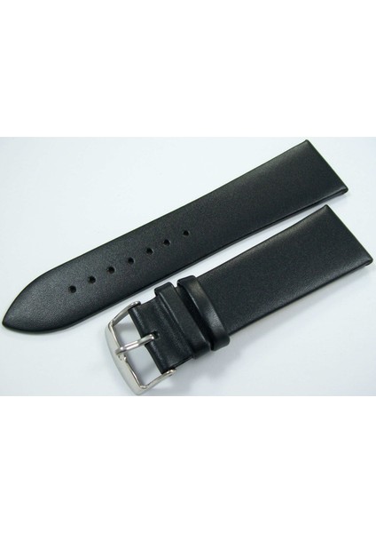 Azzuro 20MM Siyah Deri Saat Kayışı Dikişsiz Klasik Saat Kordonu