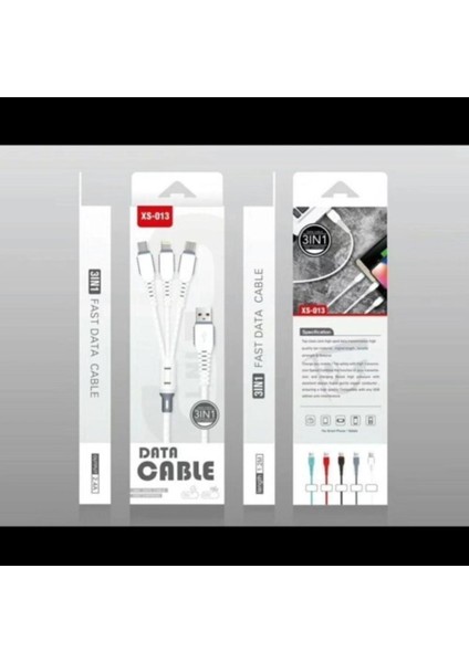 Data Cable XS-013 Çoklu Şarj Kablosu 3 Uçlu Iphone, Microusb, Type-C Uyumlu Çoklu Şarj Kablo -- Data Cable XS-013 Çoklu Şarj Kablosu 3 Uçlu Iphone, Microusb, Type-C Uyumlu Çoklu Şarj Kablo