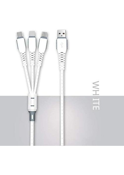Data Cable XS-013 Çoklu Şarj Kablosu 3 Uçlu Iphone, Microusb, Type-C Uyumlu Çoklu Şarj Kablo -- Data Cable XS-013 Çoklu Şarj Kablosu 3 Uçlu Iphone, Microusb, Type-C Uyumlu Çoklu Şarj Kablo