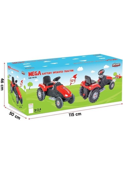 05 276 Pilsan, Yeşil Mega Traktör 12 Volt Akülü +3 Yaş