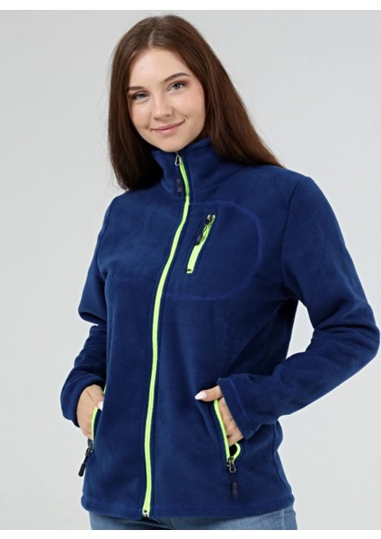Genıus Store Kadın Polar Tam Fermuarlı Outdoor 3 Cepli Polar Ceket