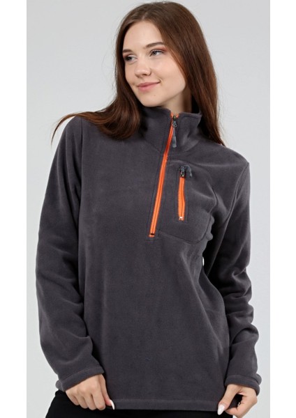 Genıus Store Kadın Polar Yarım Fermuarlı Outdoor Cepli Polar