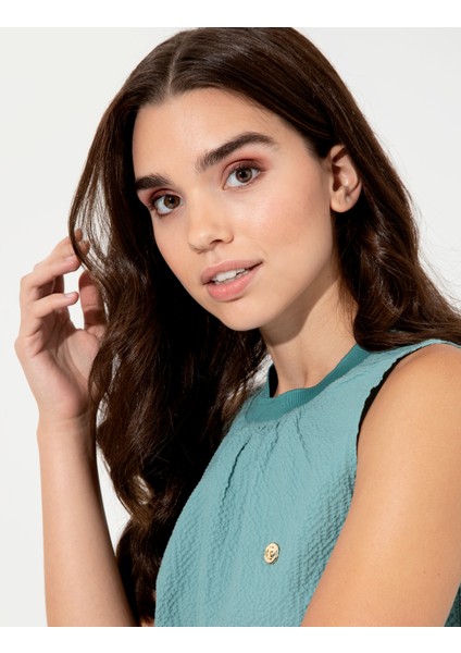 Kadın Koyu Mint Comfort Fit Kolsuz Bluz 50252148-VR152 fiyatları