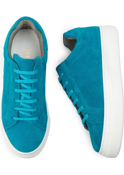 Süet Turkuaz Sneaker Kadın Ayakkabı