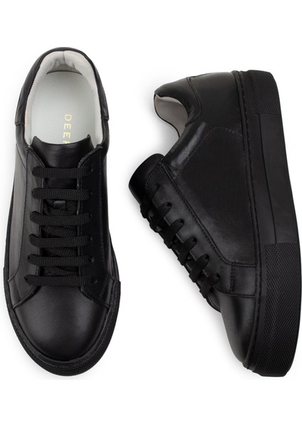 Deri Siyah Sneaker Kadın Ayakkabı