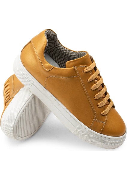 Deri Sarı Sneaker Kadın Ayakkabı modelleri