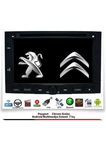 Peugeot 3008 Android Multimedya Sistemi 7 Inç (2009-2016) 2 GB Ram 16 GB Hafıza 8 Çekirdek Necvox Evervox Brc