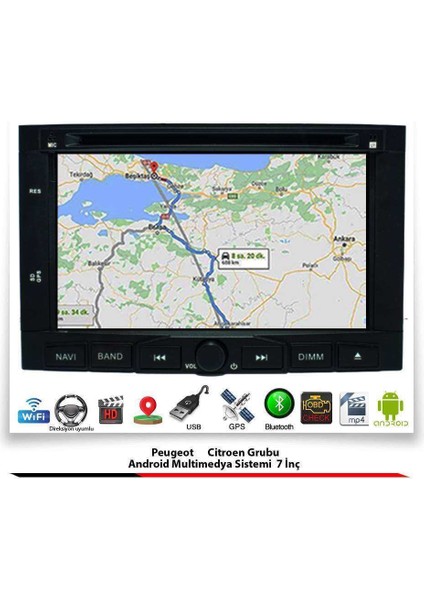 Peugeot 3008 Android Multimedya Sistemi 7 Inç (2009-2016) 2 GB Ram 16 GB Hafıza 8 Çekirdek Necvox Evervox Brc indirimleri