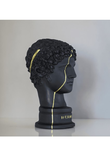 Hermes Siyah Altın Çizgi Büst Dekoratif Heykel fiyatları
