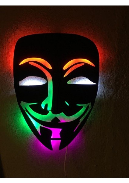 Maske LED Işıklı Ahşap Tablo