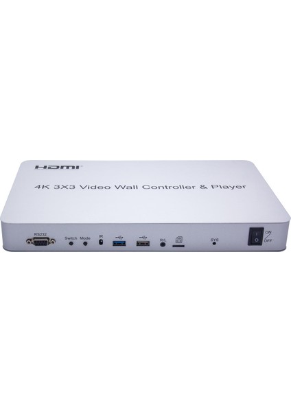 4KVW349P 3x3 Video Wall Controller 4K Ultra Hd HDMI Duvar Ekran 1x9 Tv Görüntü Genişletici + Profesyonel USB Player