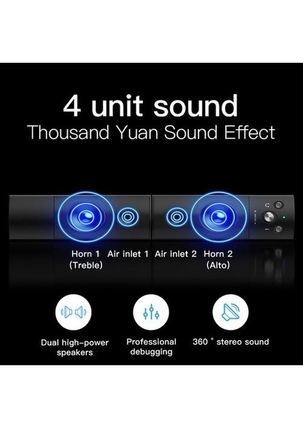 Siyah Bilgisayar Hoparlörler Ayrılabilir Bluetooth Hoparlör(Yurt Dışından)