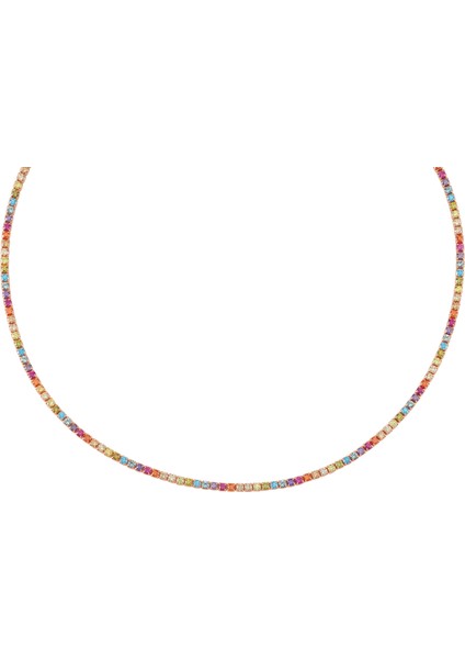 Rose Gümüş Renkli Taş Choker Kolye
