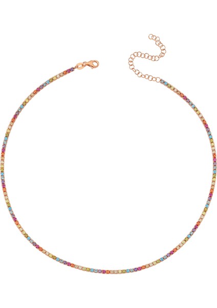 Rose Gümüş Renkli Taş Choker Kolye