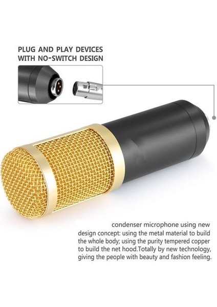 Bm 800 Profesyonel Kondenser Mikrofon Seti: Bilgisayar + Bm 800 Mikrofon BM800 Olarak Şok Montaj + Köpük Kapağı + Kablo (Yurt Dışından)