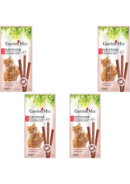 Garden Mix  Kuzu Etli Kedi Stick Ödül 3*5 gr x 4 Adet