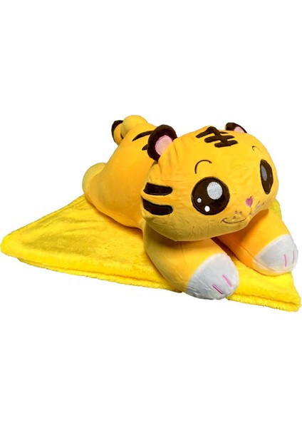 Peluş Battaniyeli Yatan Kedi 55 Cm.
