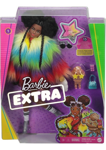 GVR04 Barbie Extra - Renkli Ceketli Bebek