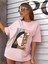 Kadın Pudra Pembe Leopar Baskılı Oversize T-Shirt 2