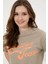 Kadın Haki Bisiklet Yaka Crop Top T-Shirt 2