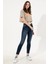 Kadın Haki Bisiklet Yaka Crop Top T-Shirt 3