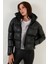 Slim Fit Fermuarlı Kapüşonlu Şişme Mont Bayan Mont 497JENNY 1