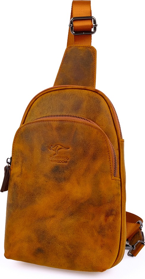 Kangaroo Kingdom Kangaroo Kıngdom Hakiki Deri Crazy Horse Koyu Taba Erkek Body Bag Sırt Çantası 8155-ZKT