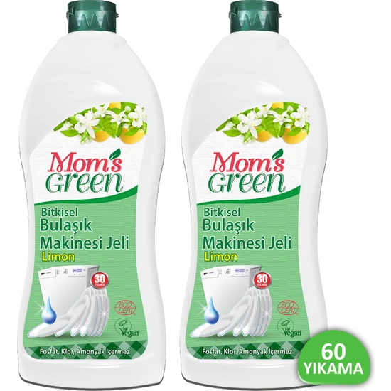 Mom's Green 2'li Set   Bitkisel Bulaşık Makinesi Jel Deterjanı Limon   750 ml