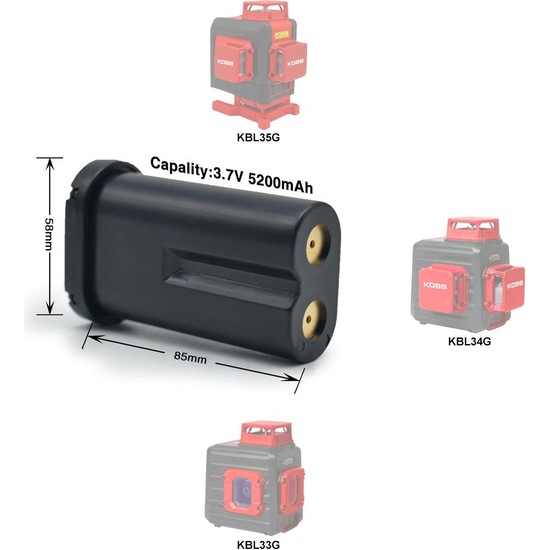 Kobb KBL01 3.7VOLT/5200MAH Li-Ion Lazer Hizalama Yedek Aküsü Fiyatı