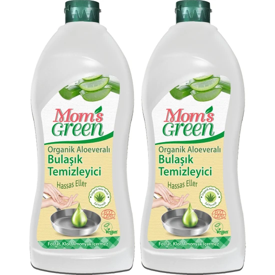 Mom's Green Organik Elde Bulaşık Deterjanı Aloe Vera - Eco 750 ml 2 Li Set