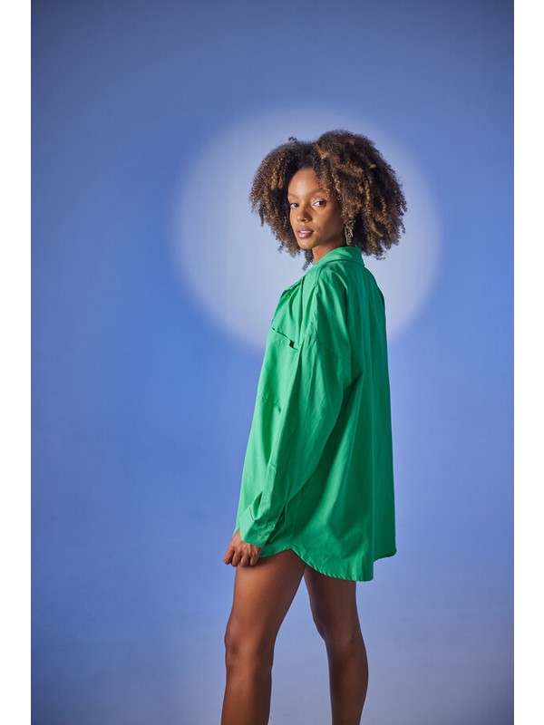 Holly Lolly Oversize Model Düğme Kapamalı Leti Gömlek Yeşil Fiyatı
