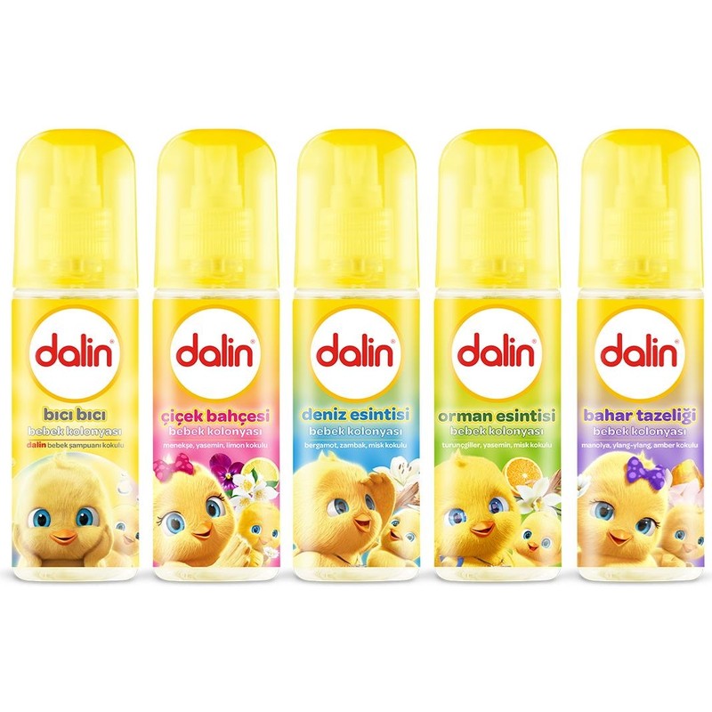 Dalin 150 ml Bebek Kolonya Seti 5'li Avantaj Paketi Sprey Özelliği ile Tazelik Sunar