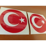 Oto Sticker Türk Bayrağı Ay Yıldız 2 Adet Daire Bayrak Stickeri