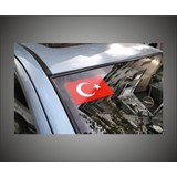 Oto Sticker Türk Bayrağı Ön Cam Üst Köşe 12X8Cm 1 Adet Bayrak Üst Cam Sticker