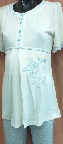 Flz 3 Lü Lohusa Pijama Takımı Mavi görsel 2
