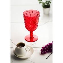 Akrilik Kırmızı Ayaklı Bardak & Su Meşrubat Kadeh Kahve Yanı Bardağı 450 ml ( Cam Değildir )