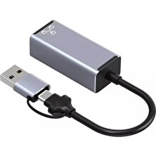 Daytona HC-72S Type C USB 3.0 To  Ethernet RJ45 Windows Macbook Uyumlu Çevirici Hub Adaptör