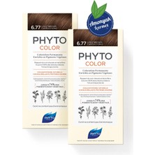 Phyto Phytocolor 6.77 Cappucino Kahve Amonyaksız Kalıcı Bitkisel Saç Boyası Ikili  Set