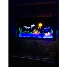 Çakra Deniz Temalı LED Işıklı Ahşap Tablo
