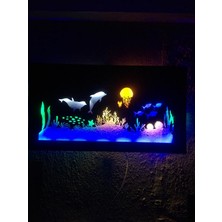 Çakra Deniz Temalı LED Işıklı Ahşap Tablo