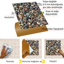 Tink Kendinden Yapışkanlı Çakıl Taşı Desenli Silinebilir Pvc Karo 30x30 cm 11 Adet 1m2