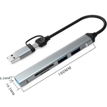 Comse 2 In 1 Type C USB 3.0 Çoklayıcı Sd Kart Okuyucu 3 Port USB Hub