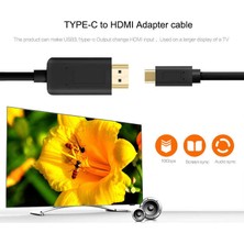 Qgeem QG-UA11 Type-C To HDMI 4K Kablo 180 cm - Hdcp Özelliği - 10 Gbps Görüntü Aktarım Kablosu