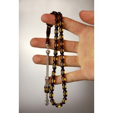 Hediye Doğan Silver Sürmeli Toz Kehribar Tesbih DGN1138