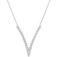 Altın Sepeti Gümüş Taşlı V Kolye