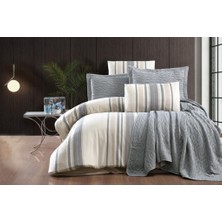 Zebra Casa Laden Çift Kişilik Yatak Örtüsü Seti Indıgo