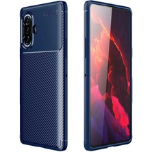 Kzy Xiaomi Redmi K40 Gaming Kılıf Karbon Tasarım Silikon Arka Kapak - Lacivert