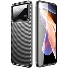 Caseworld Xiaomi Poco X4 Pro 5g Kılıf Karbon Tasarım Silikon Arka Kapak - Siyah