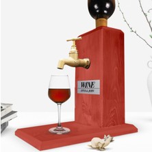 BK Custom Wooden Natural Wine Stand With Tap - Tile Red